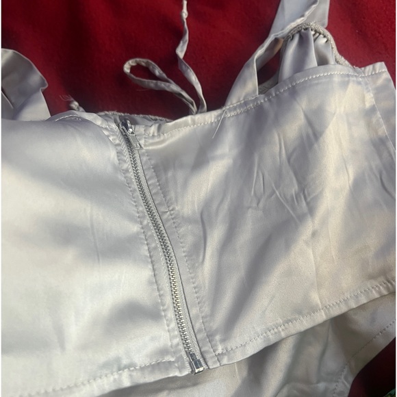 CRAVE FAME silky light blue/gray corset top size medium - Picture 4 of 4